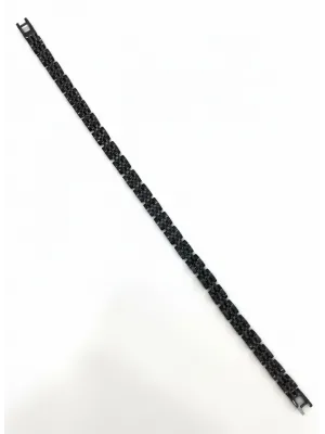 Siyah Çelik  Erkek Çelik Bileklik Boy 21.5 Cm / En 0.6 Mm  - Ebl0077