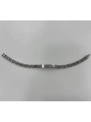 Siyah Deri / Çelik  Erkek Deri Bileklik 20 Cm  - Ebl0042