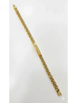 Siyah Deri / Çelik  Erkek Deri Bileklik 20 Cm  - Ebl0053
