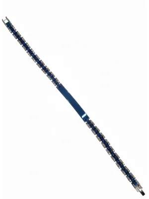Siyah Deri / Çelik  Erkek Deri Bileklik 20 Cm  - Ebl0073