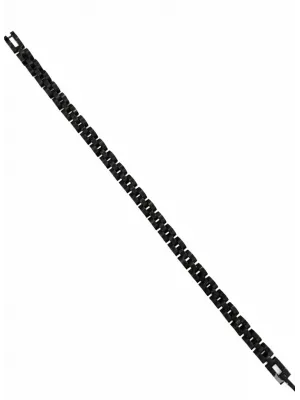 Siyah Deri / Çelik  Erkek Deri Bileklik 20 Cm  - Ebl0074