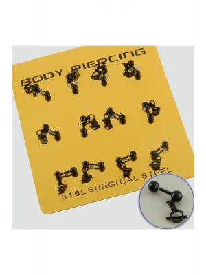 Siyah Renkli Sallantılı Çelik Piercing 1 Adet