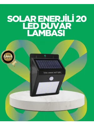 Solar Enerjili 20 Led Hareket Sensörlü Duvar Lambası