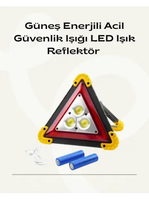 Solar Şarjlı Üçgen Led Park Ve İkaz Lambası