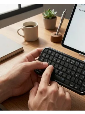Taşınabilir Mini Bluetooth Klavye Şarjlı Kablosuz Klavye