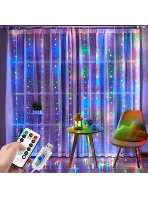 Tel Perde Led 3*3m 300 Led Rgb