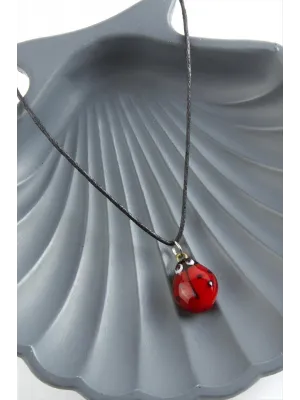 Uğur Böceği Cam Kolye
