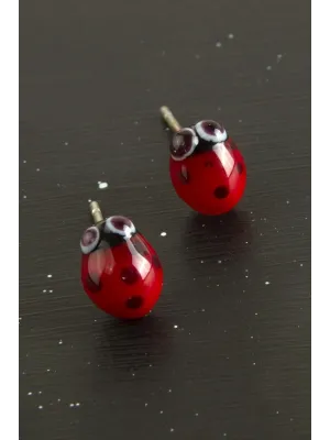 Uğur Böceği Cam Küpe