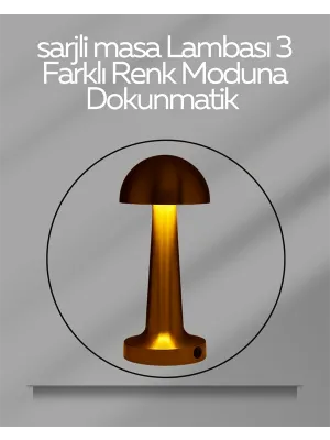 Usb Şarjlı Dokunmatik Led Masa Lambası – 3 Renk Modu & Dimmer