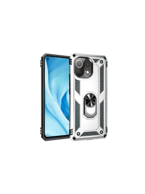Xiaomi Mi 11 Lite Kılıf Sofya Yüzüklü Silikon Kapak - Gümüş