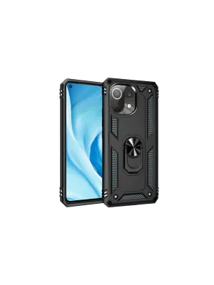 Xiaomi Mi 11 Lite Kılıf Sofya Yüzüklü Silikon Kapak - Siyah