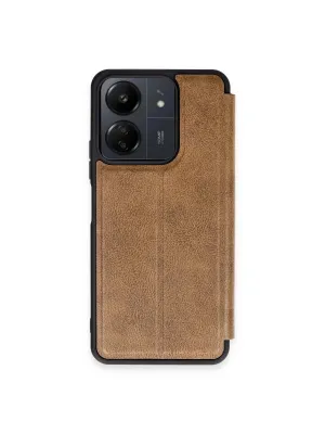 Xiaomi Redmi 13c Kılıf Flip Cover - Taba