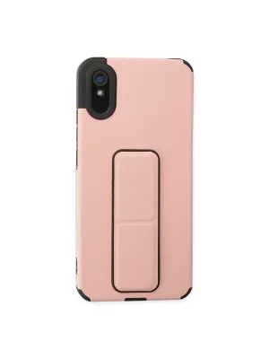 Xiaomi Redmi 9a Kılıf Mega Standlı Silikon - Pudra