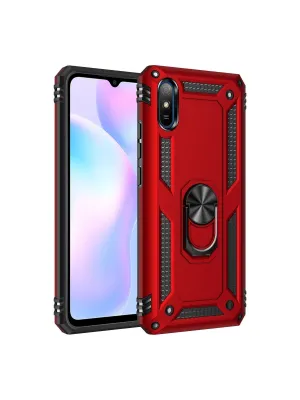 Xiaomi Redmi 9a Kılıf Sofya Yüzüklü Silikon Kapak - Kırmızı