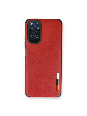 Xiaomi Redmi Note 11 Kılıf Loop Deri Silikon - Kırmızı