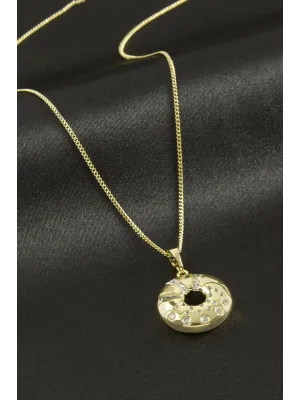 Xuping Simit Zirkon Taşlı Lüks Çelik Kolye