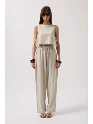 Yandan Bağlamalı Crop Bluz
