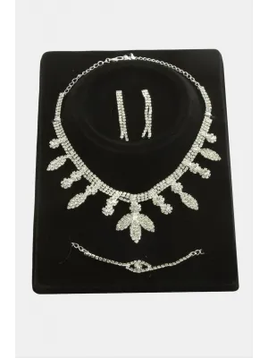 Yaprak Taşlı Lüks Set Kolye