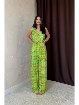 Yeşil Pullu Yelek Ve Pantolon Takım