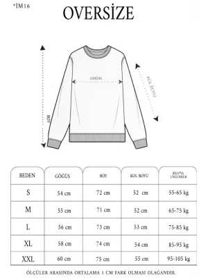 Yıldırım Baskılı Bisiklet Yaka SweatShirt - Beyaz