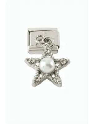Yıldız İnci Sallatılı Çelik Charm