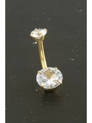 Yuvarlak Zirkon Taşlı Çelik Piercing 1 Adet
