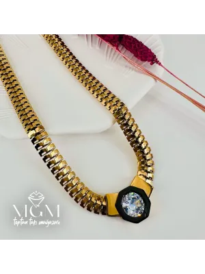 Zirkon Taşlı Çelik Çelik Kolye 40+5 Cm - Kl0194
