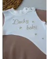 0-3 3-6 Ay Lucky Baby Nakışlı Es Çizgi Boy Şapkalı Erkek Bebek Tulumu