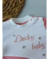 0-3 3-6 Ay Lucky Baby Nakışlı Es Çizgi Boy Şapkalı Kız Bebek Tulumu