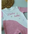 0-3 3-6 Ay Lucky Baby Nakışlı Es Çizgi Boy Şapkalı Kız Bebek Tulumu