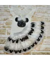1-2-3 Yaş Payetli Mickey Nakışlı  Kısa Kollu Brode Etekli 2li Kız Bebek Takımı