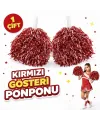 1 Çift ( 2 Adet ) Kırmızı Renk 23 Nisan 19 Mayıs 29 Ekim Okul Gösteri Ponponları