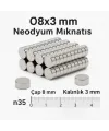 10 Adet 8x3mm Yuvarlak Neodyum Mıknatıs Güçlü Nikel Kaplamalı Kaliteli Dayanıklı Magnet