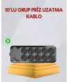 10 Prizli Uzatma Kablosu Termal Koruma Usb Type-c Hızlı Şarj 2500w