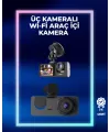 1080p Ön + 720p Arka & İç Kamera – Suya Dayanıklı Araç Güvenlik Kamerası