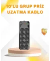 10’lu Çoklu Priz Termal Korumalı Usb Type-c Çıkışlı 2500w Uzatma Kablosu