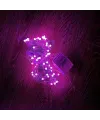 10m 100 Led Damla Uçlu Pembe Işık Şeffaf Kablo