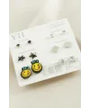 12 Adet Emoji Metal Taşlı Küpe