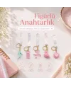 12 Adet Figürlü Anahtarlık Mix = Desen - Renk