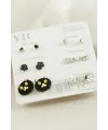 12 Adet Kedi Metal Taşlı Küpe