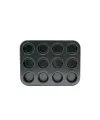 12 Gözlü Metal Muffin Kek Kalıbı - Siyah (Düz)