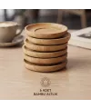 12 Parça Çay Seti - Bambu Bardak Altığı - Çift Cidarlı Cam - 150 ml