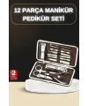 12 Parça Manikür Pedikür Seti Özel Deri Çanta El Ayak Bakımı Akne Ve Sivilce Temizleme