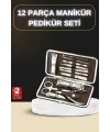 12 Parça Manikür Pedikür Seti Özel Deri Çanta El Ayak Bakımı Akne Ve Sivilce Temizleme