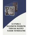 12 Parça Paslanmaz Çelik Kompakt Ve Taşınabilir Manikür Makası Tırnak Makası