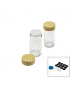 12 Pcs Takım Yuvarlak Cam Baharatlık - Tuzluk Bambu Kapaklı
