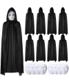 120 Cm Siyah Kapüşonlu Pelerin Ve Boyanabilir Karton Maske 8’li Set