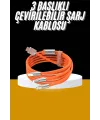 120w 3 İn 1 Uyumlu Silikon Şarj Kablosu Hızlı Şarj Kablosu