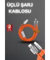 120w Hızlı Şarj Kablosu Turuncu Yüksek Güç Kapasitesi Çoklu Şarj Girişi