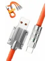 120w Silikon Metal Uçlu Led Işıklı 3 In1 Şarj Kablosu 1.2m